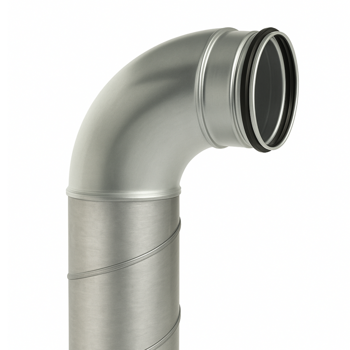 90° Bogen Für Wickelfalzrohr – NW 200–400 Mm, Ohne Lippendichtung, Silber, Verzinkt – Von LTH-Hanse Kompatibel